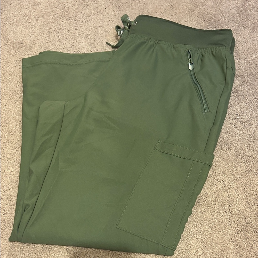Med Couture Olive Green Straight Leg Utility Pants